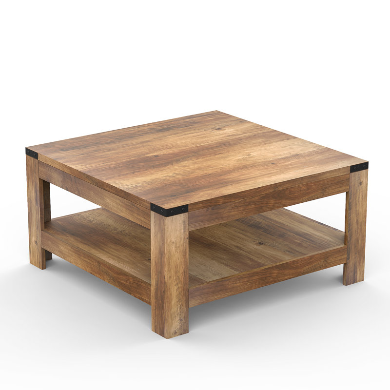 Millwood Pines Zara Square Coffee Table With 2-tier Storage
